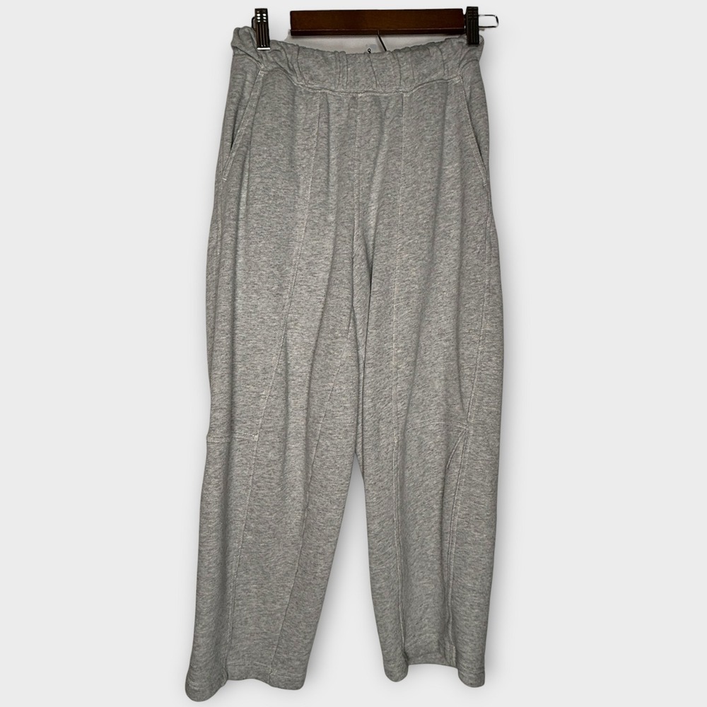 Aerie Straight Wide Leg Trouser Sweatpants Heather Gray Comfy Soft Knit Size XS